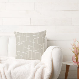 Beige Retro Lino Print Geometrisches Muster Kissen