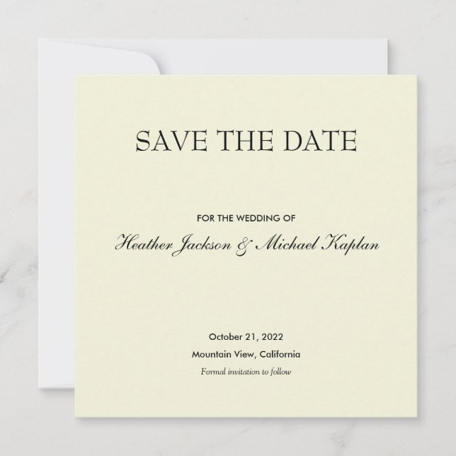 Beige Rett Date Hochzeit Beruflich Minimalistisch Save The Date (Vorderseite)
