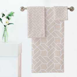 Beige Rope Pattern Towel Badhandtuch Set