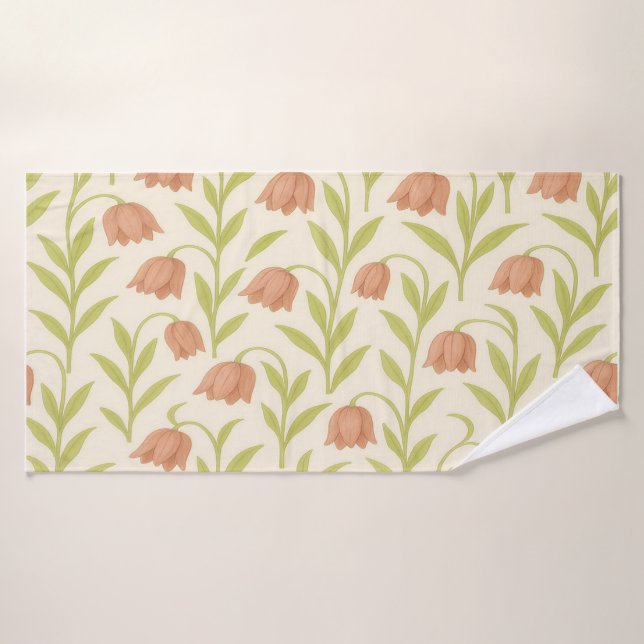 Beige-rosa Blumenhandtuch Badehandtuch (Badehandtuch)