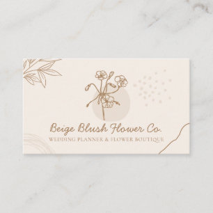Beige-Rosa Hochzeit Kalligrafie Schick Elegante Bl Visitenkarte