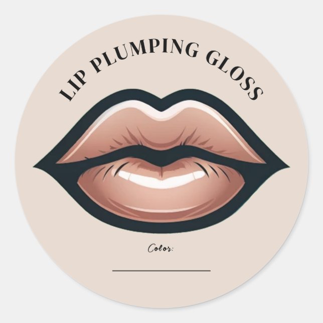 Beige rosa, neutrale Lippen Lippenglanzspäne Makeu Runder Aufkleber (Vorderseite)