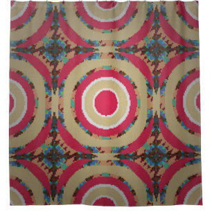 Beige, rosa und blaue Textur. Abstrakte Ornamente. Duschvorhang
