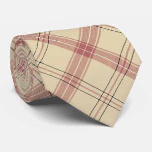 Beige Rosa und Schwarz Elegant Kariert Krawatte