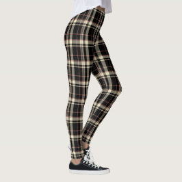 Beige Rosa und Schwarz Elegante Karierte Leggings