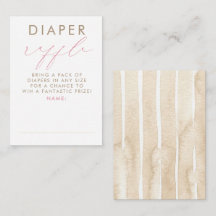 Beige Rosa Weiße Windel-Raffle Baby Shower Tickets
