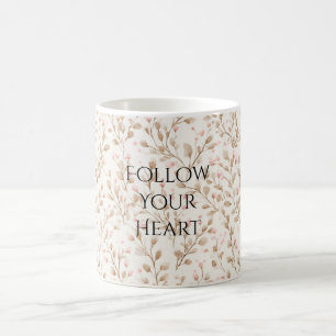 Beige Rosafarbenes Blumenmuster Kaffeetasse
