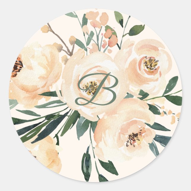 Beige Rose Blumenaufkleber Runder Aufkleber (Vorderseite)