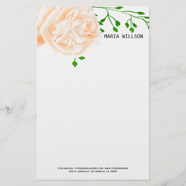 Beige Rose Briefpapier (Vorderseite)