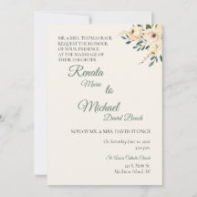 Beige Rose Hochzeit Einladung