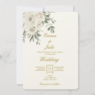 Beige Rosenhochzeit Einladung