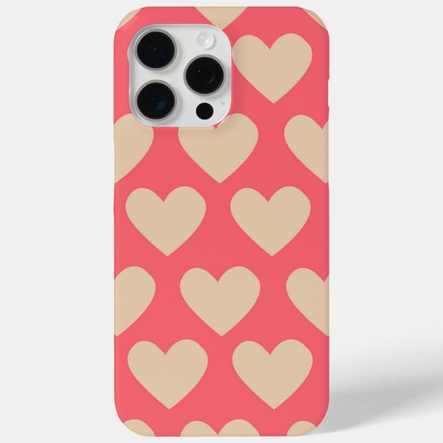 Beige Rot Niedlich Einfaches Herzmuster Case-Mate iPhone Hülle (Rückseite)