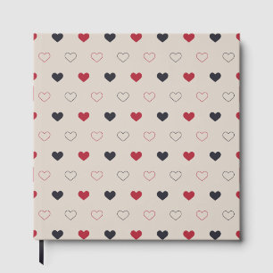 Beige & rotes Herz Nahtloses Muster Cute Minimal Gästebuch