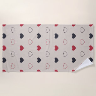 Beige & rotes Herz Nahtloses Muster Cute Minimal Strandtuch