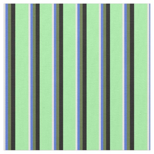 Beige, Royal Blue, Dark Olive Green, Black & Green Stoff (Nahaufnahme)
