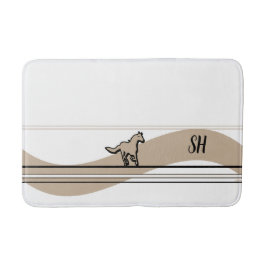 Beige Running Horse Design and Initials Badematte