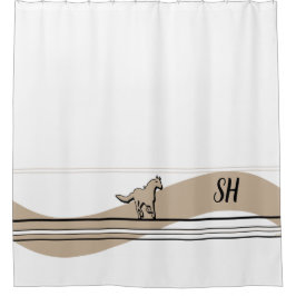 Beige Running Horse Design Shower Curtain Duschvorhang
