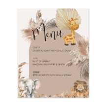 Beige Safari Thema Jungle Animals Kindermenü Party