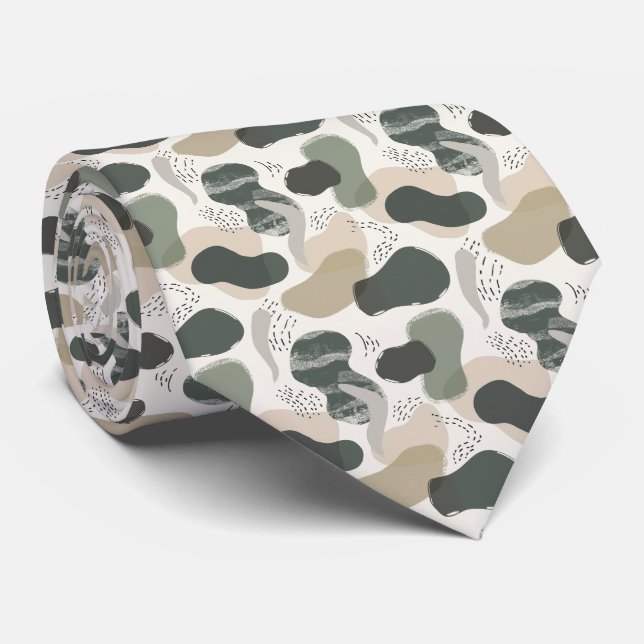 Beige & Sage Green Simple Boho Krawatte (Gerollt)