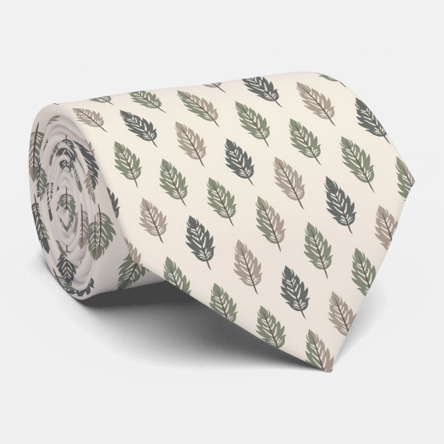 Beige & Sage Green Simple Boho Krawatte (Gerollt)
