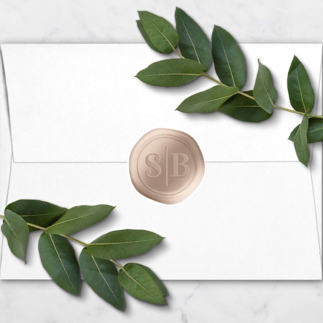 Beige Sand Wax Siegel Wedding Monogram Sticker (Von Creator hochgeladen)