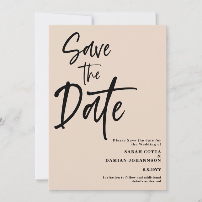 Beige Sand Wedding Speichern Sie die Datumskarte Save The Date (Vorderseite)