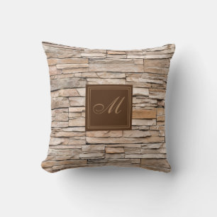 Beige Sandstone Monogram Kissen
