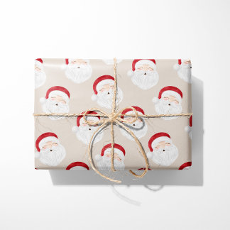 Beige Santa Claus Face Weihnachtswrapping Papier Geschenkpapier