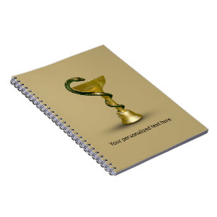Beige Schlange Medical Bowl Hygieia Gold Caduceus Notizblock