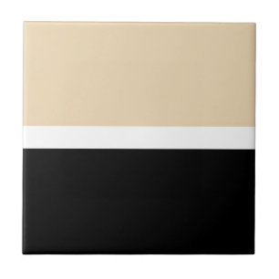 Beige Schwarz Abstrakter Streifen Fliese