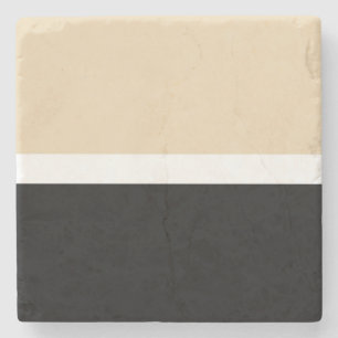 Beige Schwarz Abstrakter Streifen Steinuntersetzer