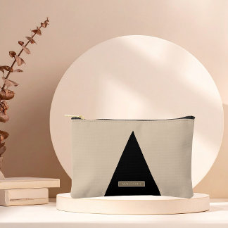 Beige Schwarz Modern Minimal Zubehörtasche