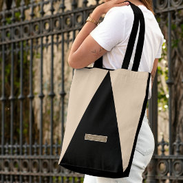Beige Schwarz Moderne Minimal Tote Tasche