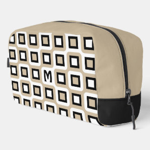 Beige Schwarz Weiß Mittelalterliche Geometrische K Waschbeutel