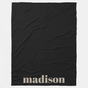 Beige Schwarze Moderne Monogramm Personalisierter  Fleecedecke