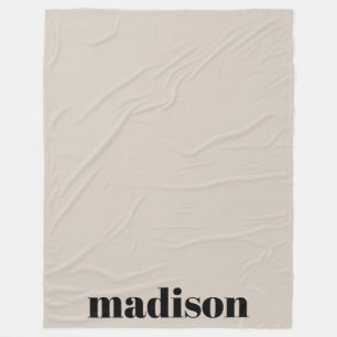 Beige Schwarze Moderne Monogramm Personalisierter  Fleecedecke