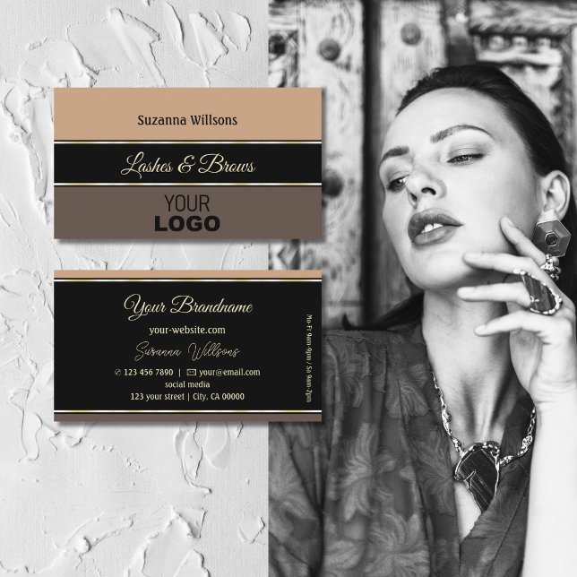 Beige schwarze und braune Streifen Stilvoll mit Lo Visitenkarte (Von Creator hochgeladen)