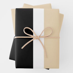 Beige Schwarzes abstraktes Streifenmuster Geschenkpapier Set