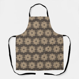 Beige-schwarzes ethnisches Mandala-Muster Schürze