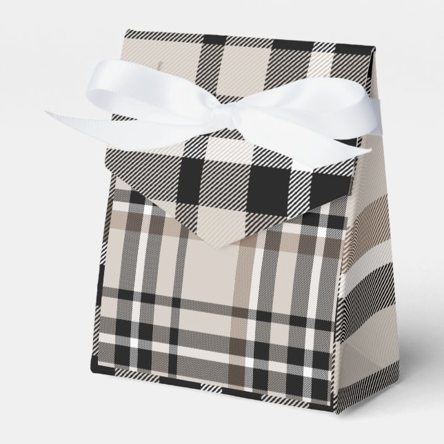 Beige Scottish Tartan Kariert Geschenkschachtel (Vorderseite)