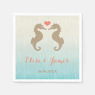 Beige Seepferde in Liebe und Individuelle Name Hoc Serviette