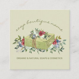 Beige Seife Boutique Grün Quadratische Visitenkarte