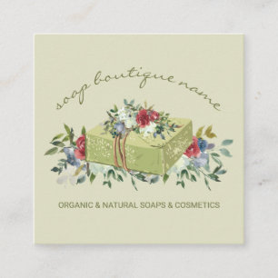 Beige Seife Boutique Grün Quadratische Visitenkarte