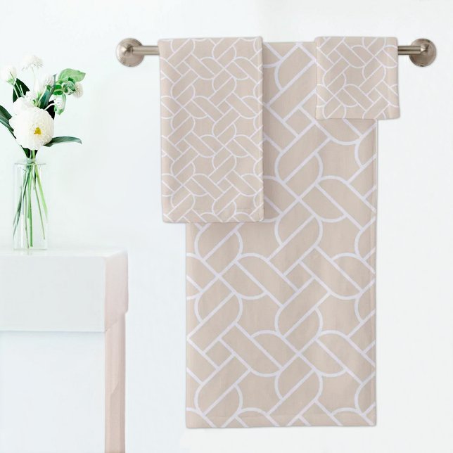 Beige Seil-Muster Handtuch Badhandtuch Set (Von Creator hochgeladen)