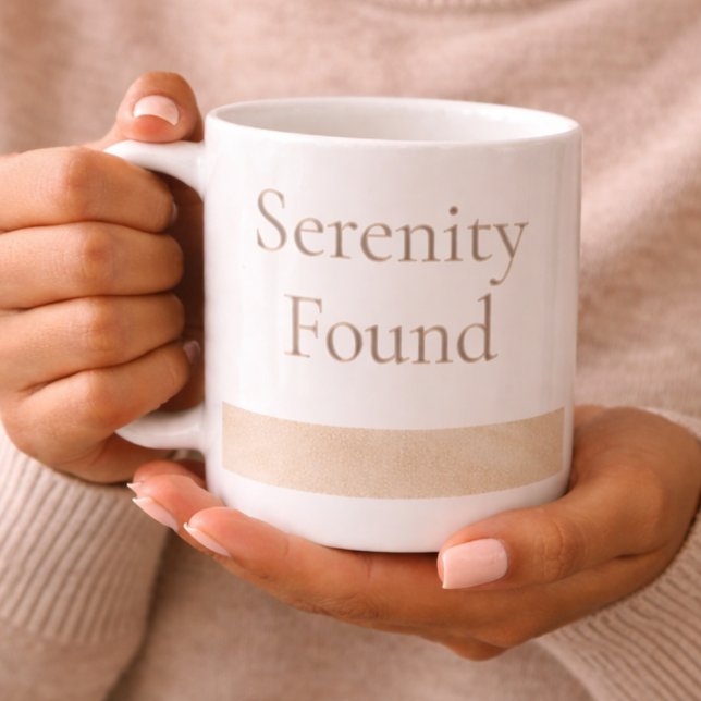 Beige Serenity Band Mug Kaffeetasse (Beige watercolor band with serene wording for slow, meaningful morning moments)