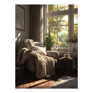 Beige Sessel Herbstnische Fotodruck
