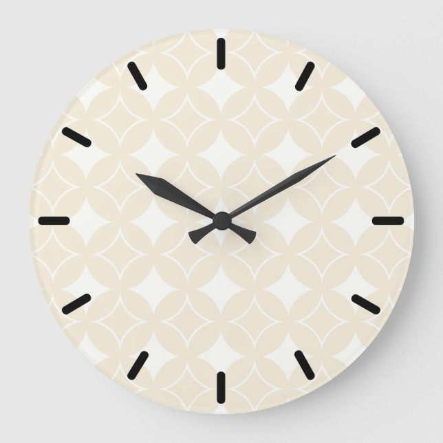 Beige Shippo-Muster Große Wanduhr (Vorderseite)