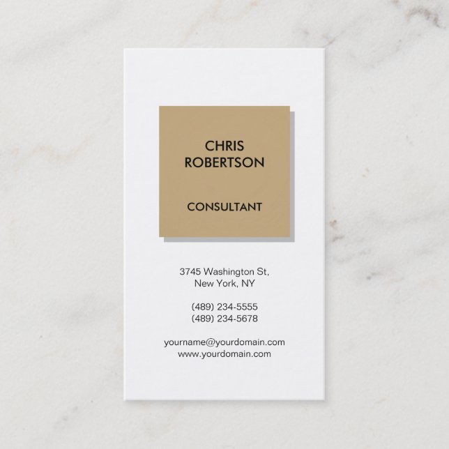 Beige Silver Gray Shadow White Business Card Visitenkarte (Vorderseite)