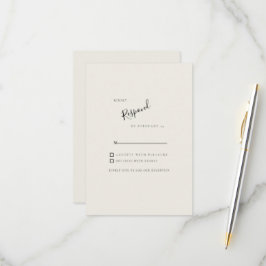 Beige Simple Modern Wedding RSVP Karte