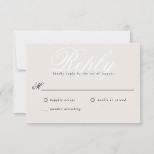 Beige Simple Moderne Élégant Mini Monogramme RSVP